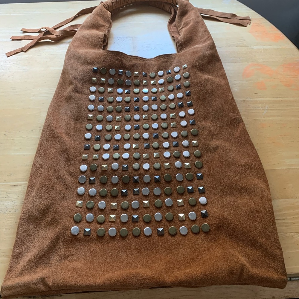 Cynthia Vincent brown suede hobo bag